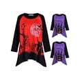 thumbnail image 2 of Gvmfive Women's Halloween Jack O'Lantern Print T-Shirt Pumpkin Cute Spooky Long Sleeve Casual Tops, 2 of 4