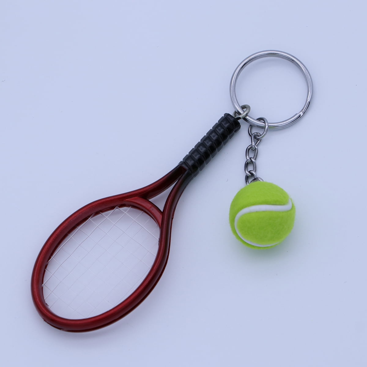 Small Tennis Ball Racket Pendant Key Ring Creative Gift for Family Friend #2 