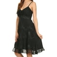 thumbnail image 3 of Sakkas Stonewashed Rayon Adjustable Spaghetti Straps Mid Length Dress - Black - S/M, 3 of 6