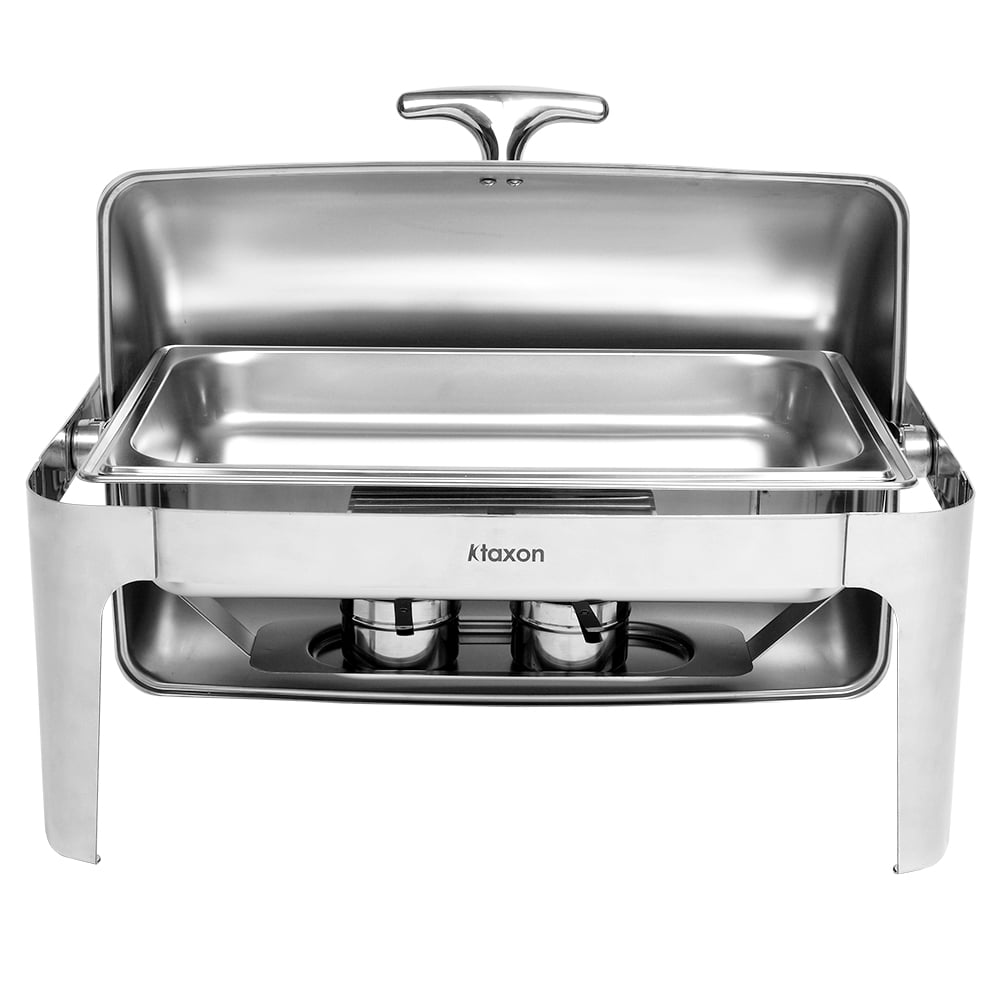 UBesGoo 8Qt Stainless Steel Roll Top Chafing Dish Complete Full Size