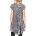 thumbnail image 2 of Sakkas Xoana Women's Casual Cap Sleeve V-neck Flare Loose Boho Swing Short Dress - Grey - Plus Size, 2 of 5