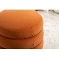 thumbnail image 2 of Soft Velvet Ottoman Legless Footrest Stool with Anti-Slip Pads, Modern Accent Pouf Round Chair for Makeup, Living Room, Bedroom Entryway,  Orange, 2 of 9