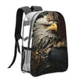 thumbnail image 3 of Honeii Noble Style Bald Eagle Print Clear Backpack Heavy Duty Transparent Bag 17" See Through BookBag for Women Men Adults Work Festival Sports Travel, 3 of 7
