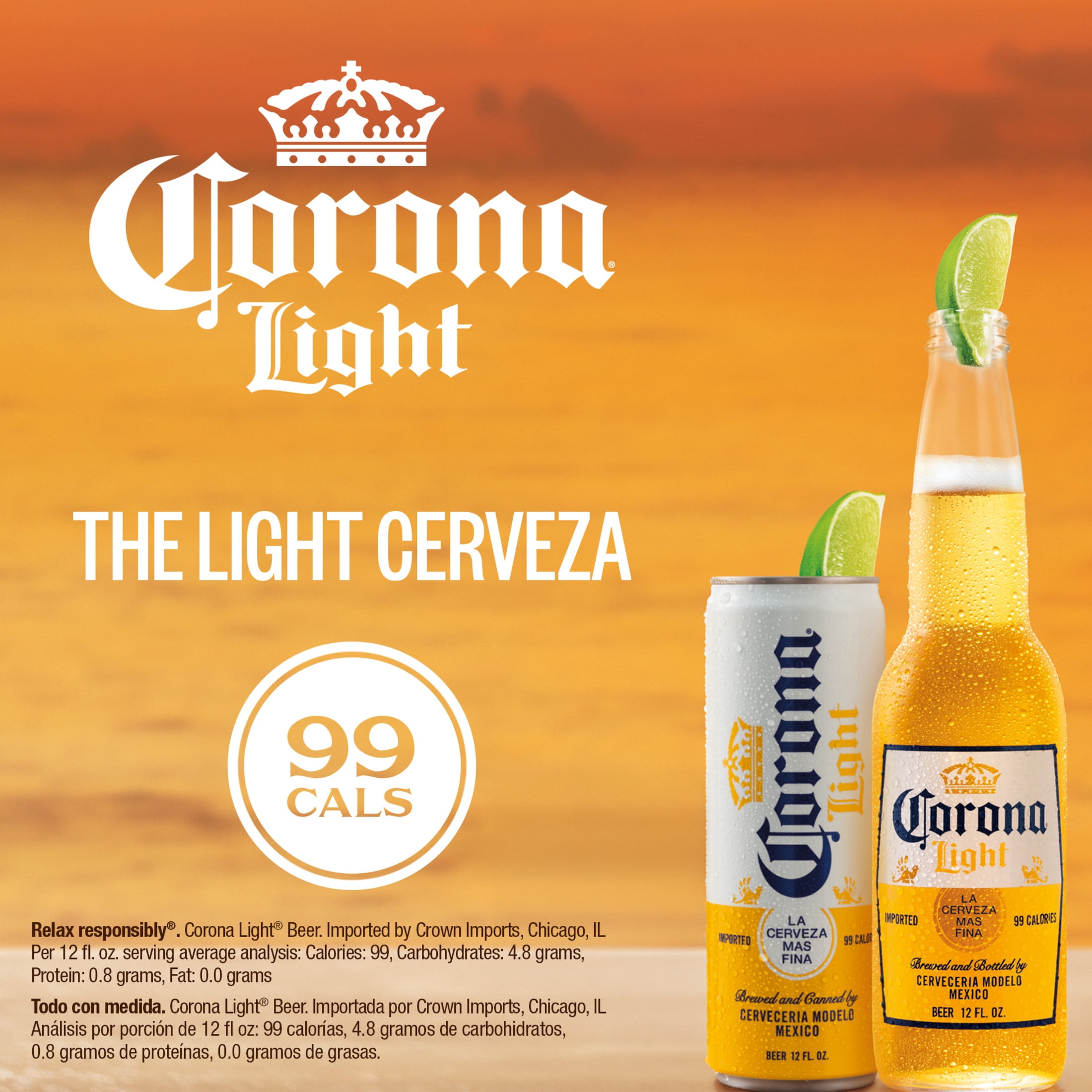 Corona Light Mexican Lager Light Beer, 12 Pack 12 fl. oz. Slim Cans, 4.0% ABV