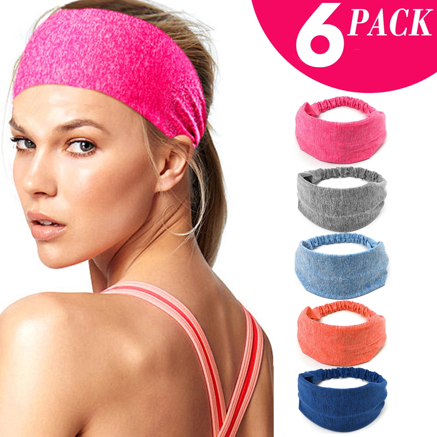 6 Pack Workout Headbands for Women Non Slip Yoga Running Sport Athletic Hair Bands Elastic Wicking Sweatband Fitness Headwraps 6 Pack Workout Headbands for Women Non Slip Yoga Running Sport Athletic Hair Bands Elastic Wicking Sweatband Fitness Headwraps