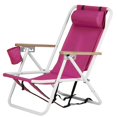thumbnail image 2 of Folding Beach Chair with Backpack Straps, Camping Chair 4 Reclining Positions, Wooden Armrests & Cup Holder, 265lb Capacity, 2pcs, 2 of 13