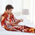 thumbnail image 6 of Salouo Red Sun Flame Fox Print Button-Front Long Sleeve Pajama Set for Men, Soft 2Pjs Men's Long Sleeve Sleepwear-Small, 6 of 7