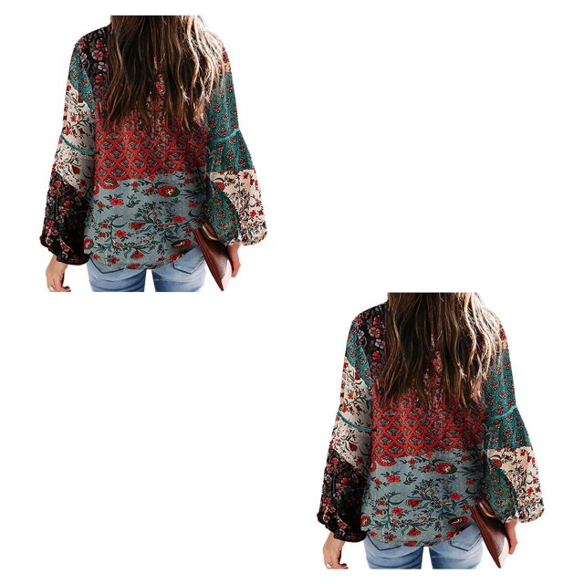 Sonducket Camisa de mujer de poliéster cuello plisado Casual elegante lavable a mano blusa bohemia salidas diarias camisas de oficina ropa verde S Type2 NO2 Sonducket CBP137686