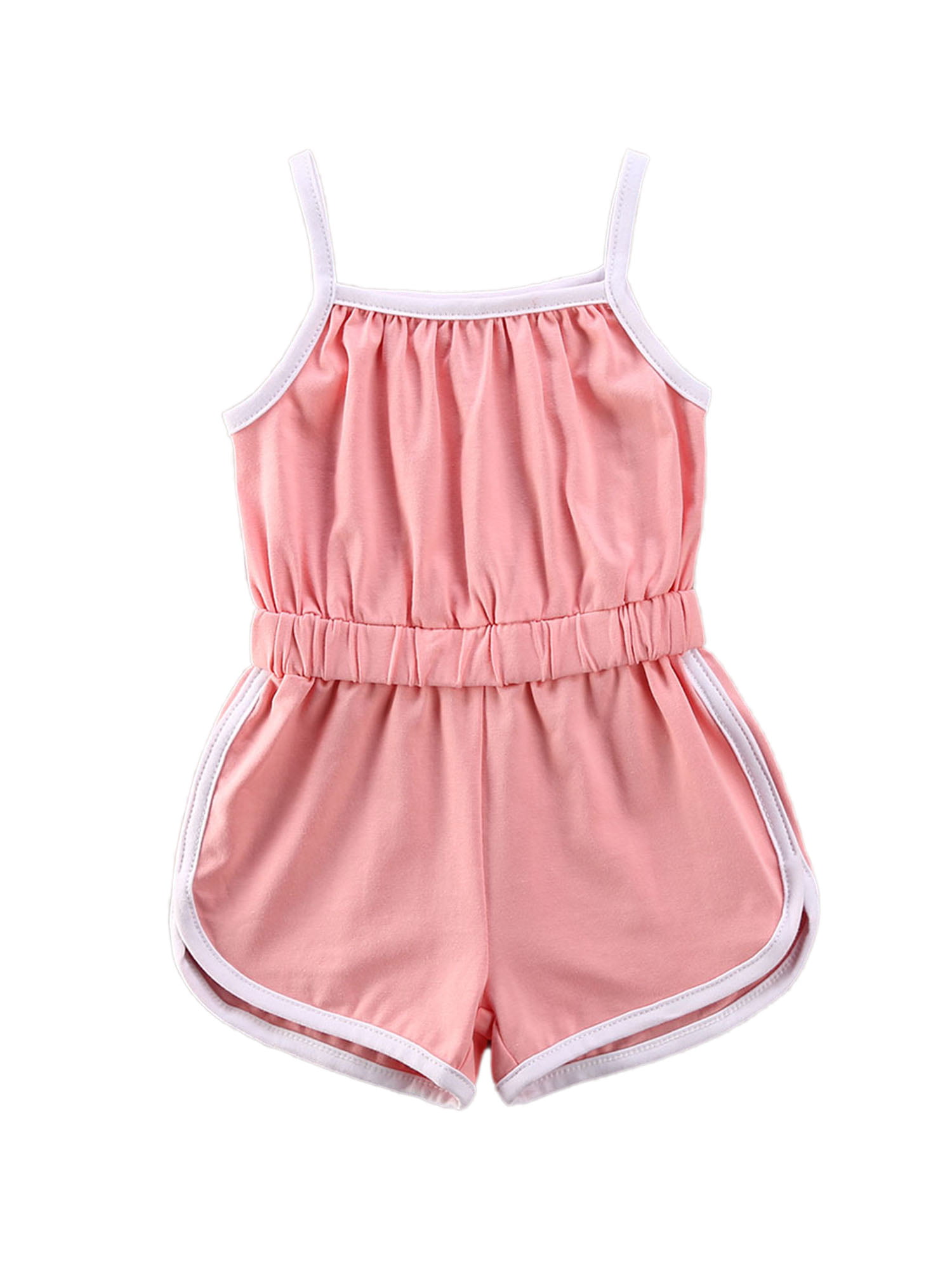 DuAnyozu Summer Toddler Baby Girl Sleeveless Solid Romper Jumpsuit Overall Shorts One Piece Outfit Clothes