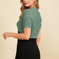 thumbnail image 3 of dazeni Women's Elegant Short Sleeves Bolero Cardigan Eyelet Open Front Shrugs Cropped Cardigan for Dresses Army Green X-Large, 3 of 4