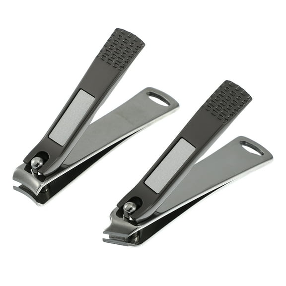 Unique Bargains 2 Pcs Nail Cutter Set for Men and Women Black Stainless Steel