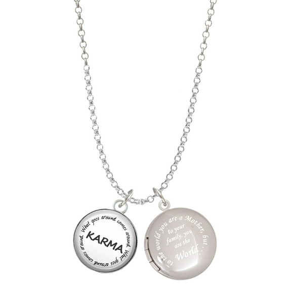 Delight Jewelry Silvertone Domed Karma To the World You are a Mother Locket Necklace