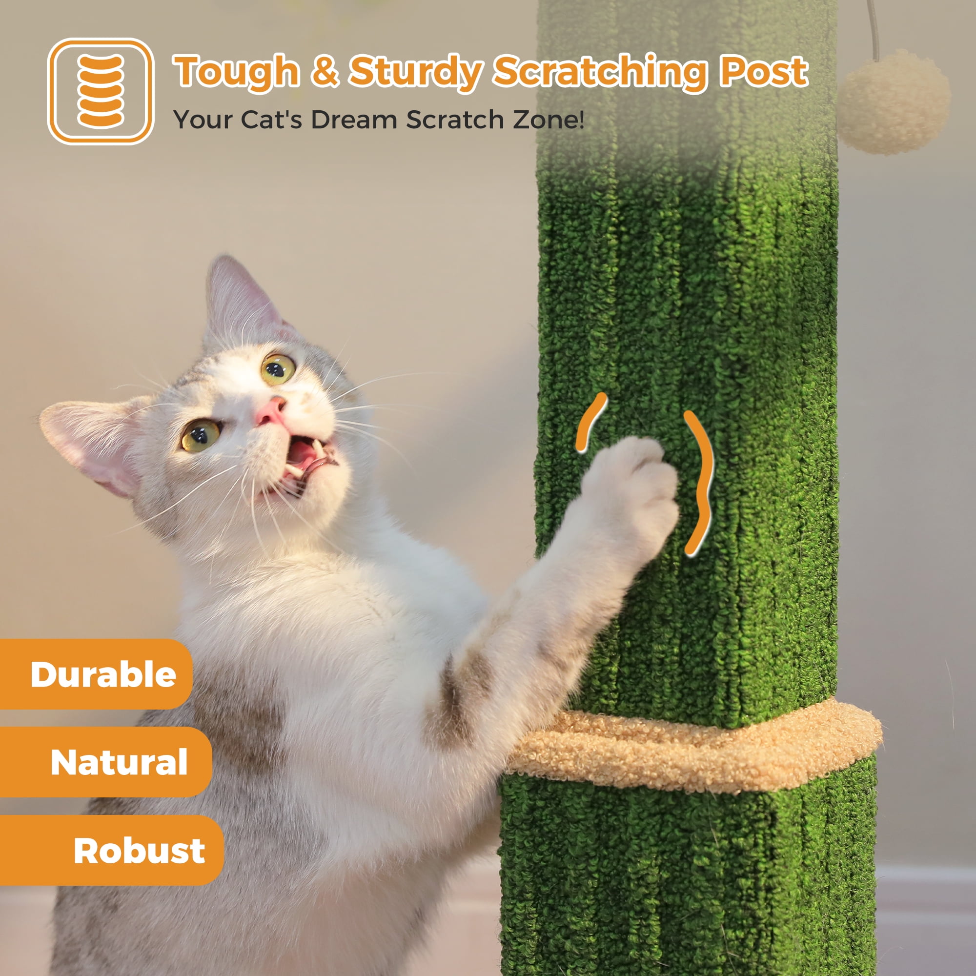 PAWZ Road 31" Cat Scratching Post Indoor Cat Scratcher with Plush Large Base, Green