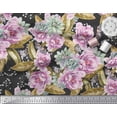 thumbnail image 2 of Soimoi Green Velvet Fabric Leaves & Floral Decor Fabric Printed BTY 58 Inch Wide, 2 of 3