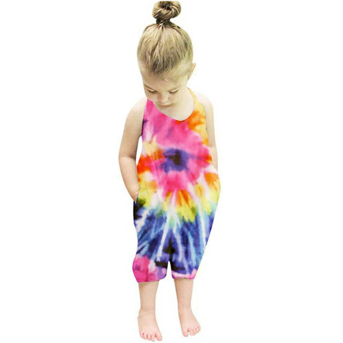 Toddler Baby Girls Halter Sleeveless Rompers Jumpsuits Loose Tracksuit Playsuit 