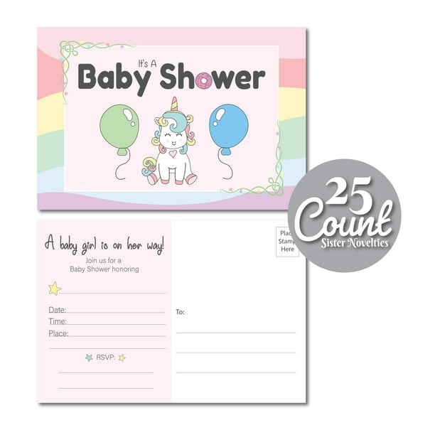 unicorn baby shower postcard invitations (25 counts) fill in unicorn  birthday party decorations, baby shower invitations, bridal shower invite  for any