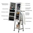 thumbnail image 6 of Full mirror wood flooring style, with storage shelves, white light beads, detachable foldable hanging bar at the back, jewelry storage mirror cabinet - white, 6 of 8
