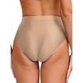 thumbnail image 4 of DPOIS Women's Glossy Seamless Briefs Underwear Stretchy High Waist Bottoms Briefs Coffee L, 4 of 5