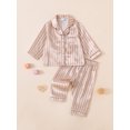 thumbnail image 6 of RUINIXCW Toddler Baby Girl Boy Silk Satin Pajamas Set Kids Spring Fall Winter PJS Set Sleepwear Striped Button Down Collar Long Sleeve Shirt Tops and Pants Set Loungewear Homewear, 6 of 9