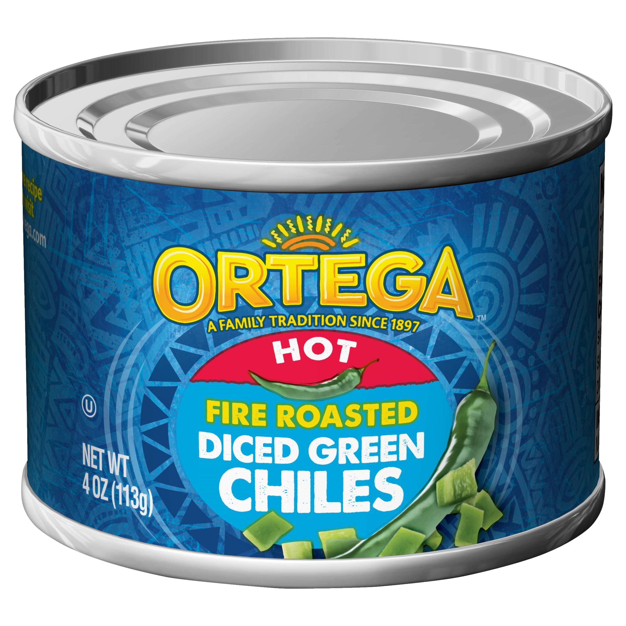 Ortega Chopped Hot Fire Roasted Diced Green Chiles Peppers, Kosher