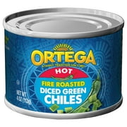 Ortega Hot Fire Roasted Diced Green Chiles, Kosher, 4 oz