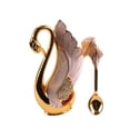 thumbnail image 2 of 7Pcs Swan Fruit Base Holder Spoon Set Salad Dessert Coffee Cake Tableware Golden White, 2 of 9