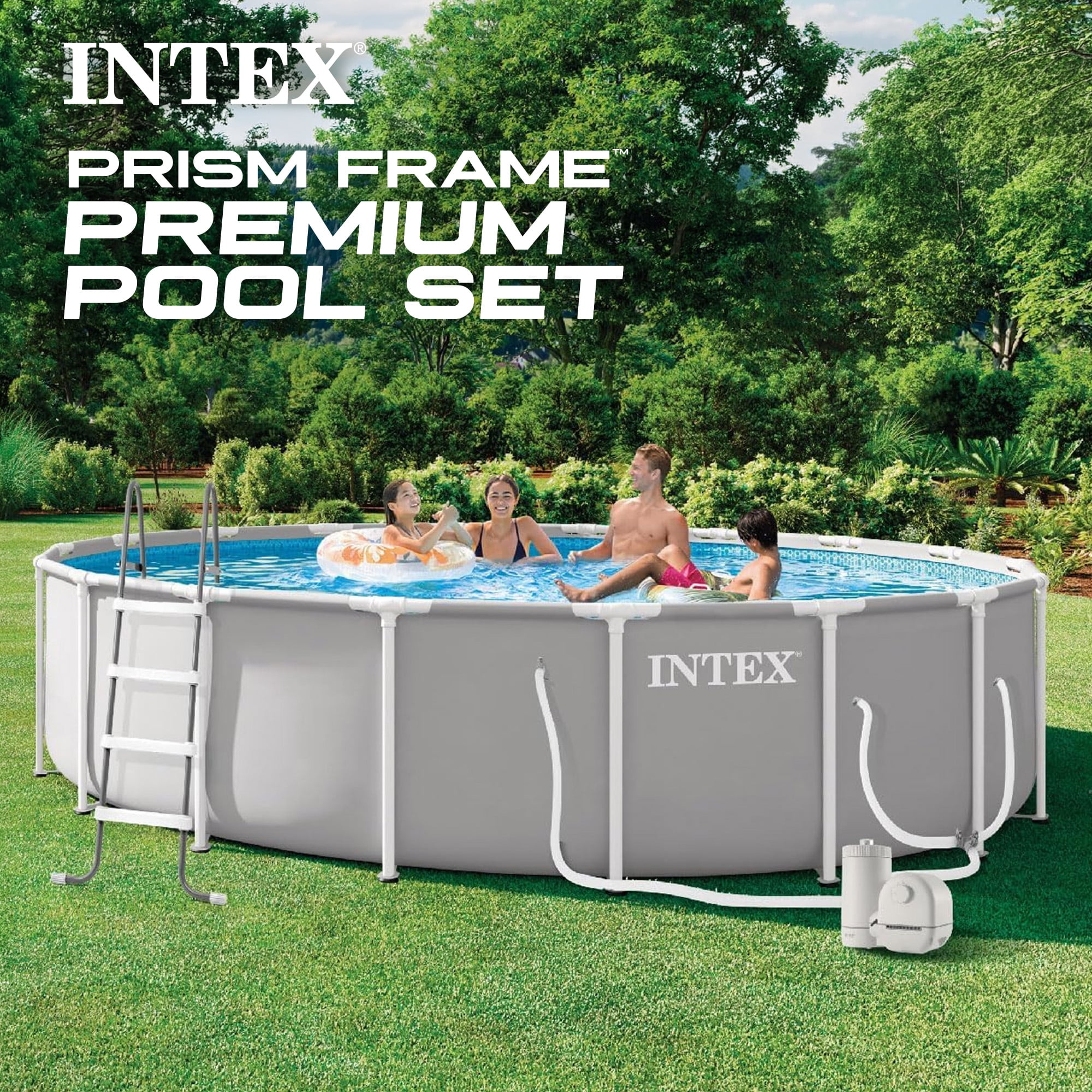 INTEX 26731EP Prism Frame 18'x48" Above Ground Pool w/ Pump, Ladder, Cover, Ground Cloth