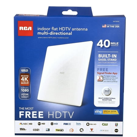 RCA Indoor Flat HDTV Multi-directional Antenna (Best Medium Directional Antenna With Preamp)
