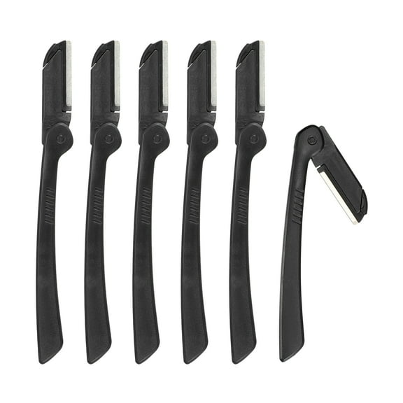 6pcs Eyebrow Razor for Women Foldable Facial Razor Stainless Steel Eyebrow Trimmer Leveling Tool Black