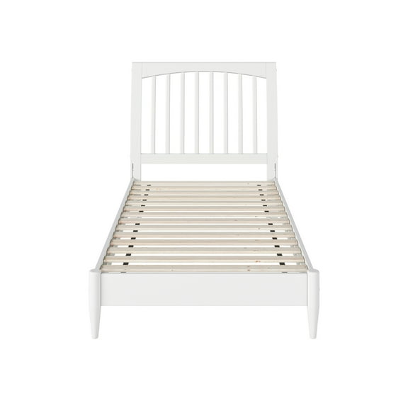 HomeStock French Country Twin Solid Wood Low Profile Sleigh Platform Bed in White