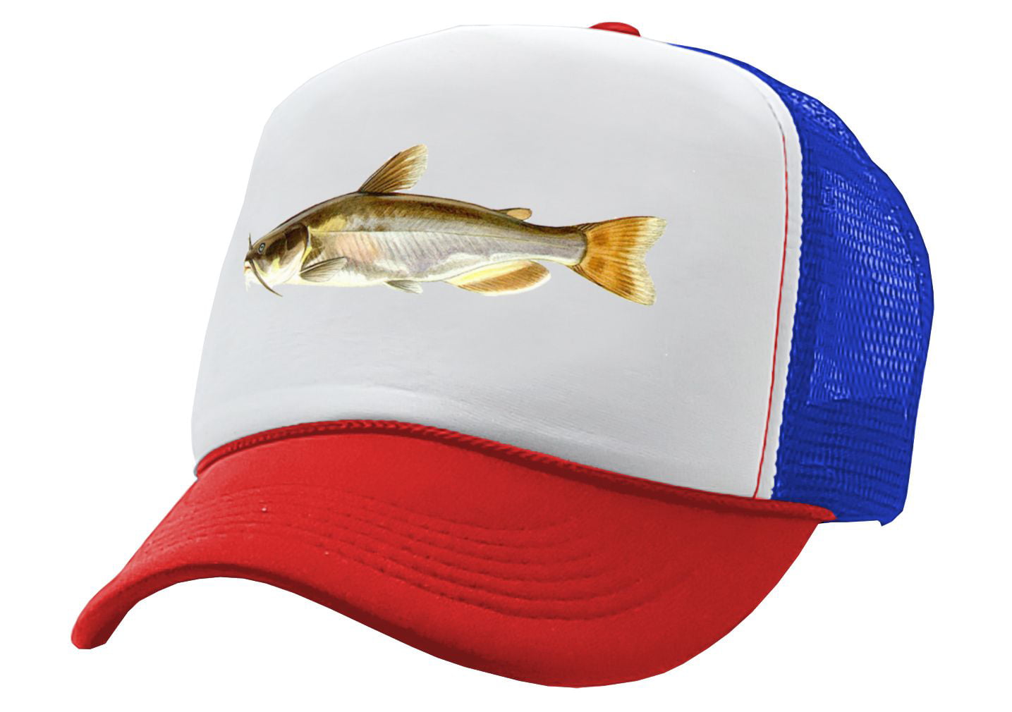 CATFISH - lake fish pond angler fishing - Vintage Retro Style Trucker Cap  Hat (Green)