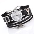 thumbnail image 2 of Reloj de pulsera con patrón de oscilación de corazón de cuarzo con correa de cuero de PU para mujer a la moda (negro), 2 of 5