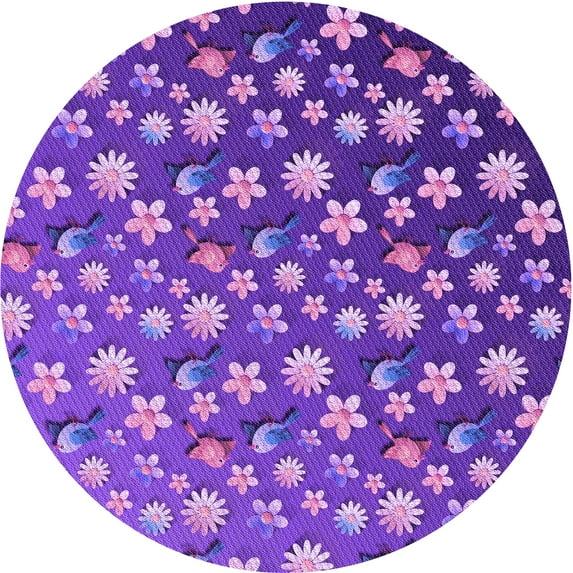 Ahgly Company Indoor Round Patterned Heliotrope Purple Area Rugs, 6' Round