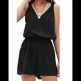 thumbnail image 1 of Conjuntos de Verano de 2 Piezas para Mujer, Sin Mangas, Cuello en V, Camisetas Sin Mangas con Nudo y Pantalones Cortos, Conjuntos A Juego, Negro M, 1 of 6