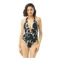 thumbnail image 2 of Carmen Marc Valvo Women's Black Printed Deep V-Neck O-Ring One-Piece Swimsuit, 2 of 4