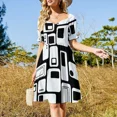 thumbnail image 2 of Black White Contrast Abstract Sleeveless Dress dress wom summer02 eving dresses wom Dress, 2 of 6