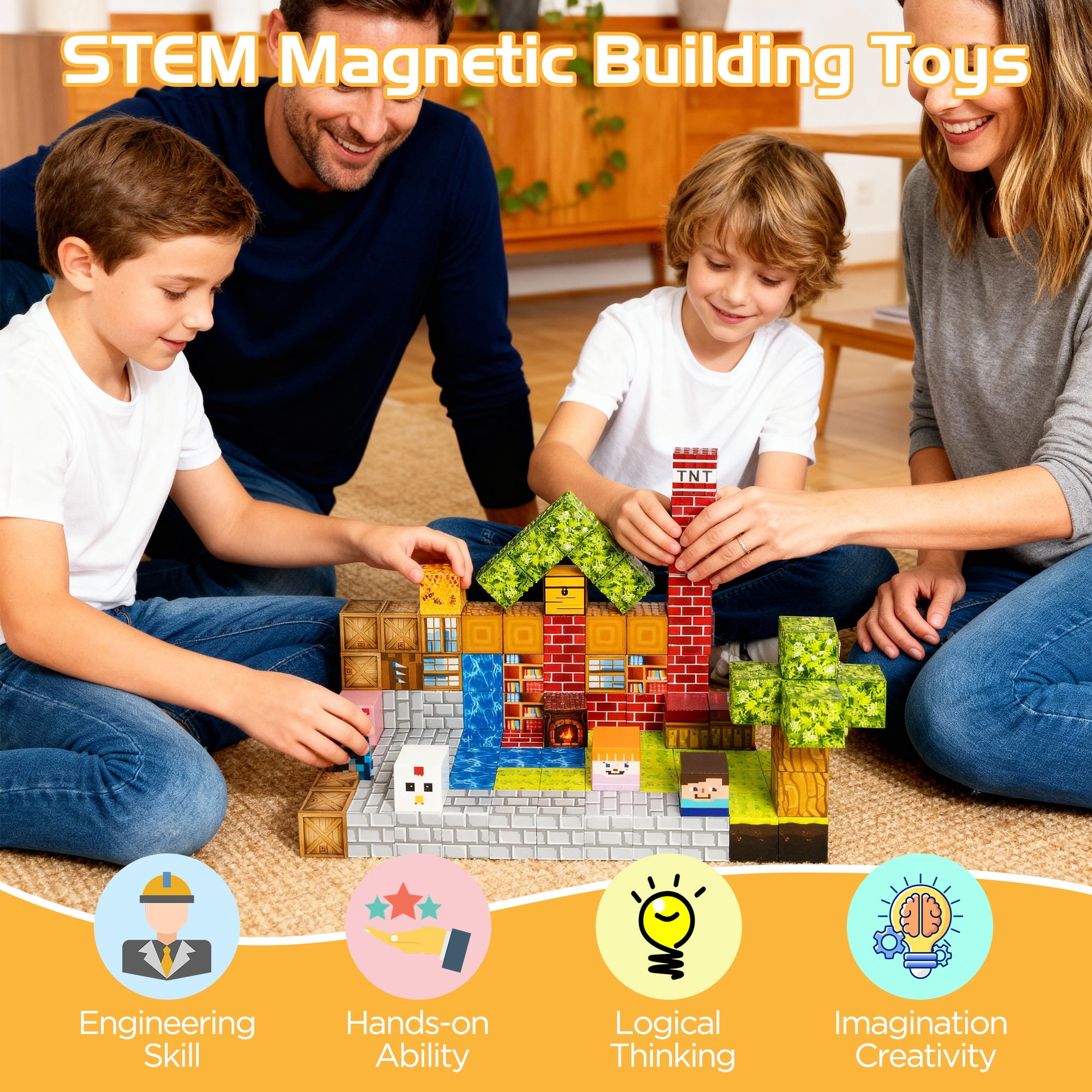 KAIPARA Magnetic Building Blocks, 100Pcs 0.9" STEM Toy Building Sets for Kids Age 3+, Sensory Stacking Toy Ideal Birthday Gift for Kids