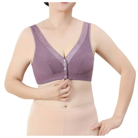 

TFDZ Best Bras For Women Sleep Bra Women s Adjustable Sports Front Closure Extra-Elastic Breathable Lace Trim Bra Purple