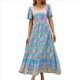 thumbnail image 3 of Vestido Informal, Fluido, con Estampado Floral Bohemio, de Corta y Corte Escalonado para Mujer (Verano 2025) Azul M, 3 of 9
