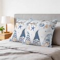 thumbnail image 6 of 16x16 Pillow Covers Set of 2, Coastal Eucalyptus Square Throw Pillow Covers for Couch/Sofa/Living Room, Vintage Ocean Blue Gnomes Starfish Leaf Decorative Soft Pillowcases for Couch Throw Pillows, 6 of 9