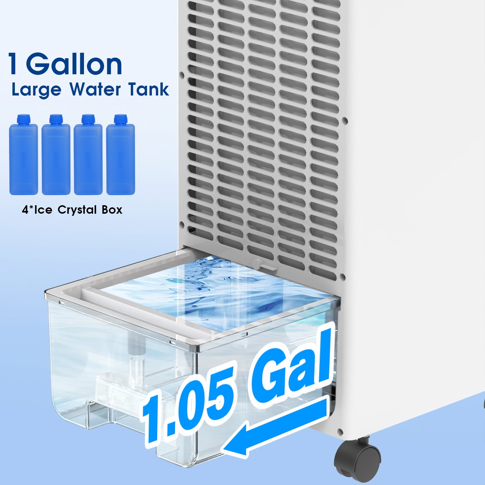 Advwin 3-in-1 Windowless Portable Air Conditioner & Evaporative Cooler with Remote, 60° Oscillation, 3 Speeds, 1 Gal Tank, 4 Ice Packs, Timer