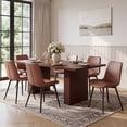 thumbnail image 3 of Hawsaiy Dining Table Set for 4, 78" Farmhouse Dining Table with 4 PU Leather Dining Chairs, Large Kitchen Table Set with Crossed Metal Leg Chairs for Dining Room(Walnut +Brown), 3 of 8