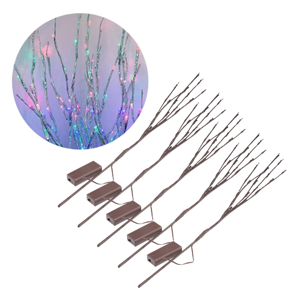 LED Branch Light Battery Operated Lighted Branch Vase Filler Willow Tree Artificial Little Twig Power 20 LED for Home Romantic Decoration Pack of 5