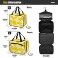 thumbnail image 3 of Travel Hanging Toiletry Bag with 4 Zipped Compartments Waterproof Makeup Accessories Spacious Cosmetic Bag Yellow and White Checkered Squares Large, 3 of 9