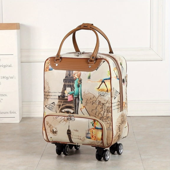 Large Capacity Rolling Duffel Bag with Universal Wheels & Single Telescopic Handle – Women's Travel Bag for Business Trips & Weekend Getaways.