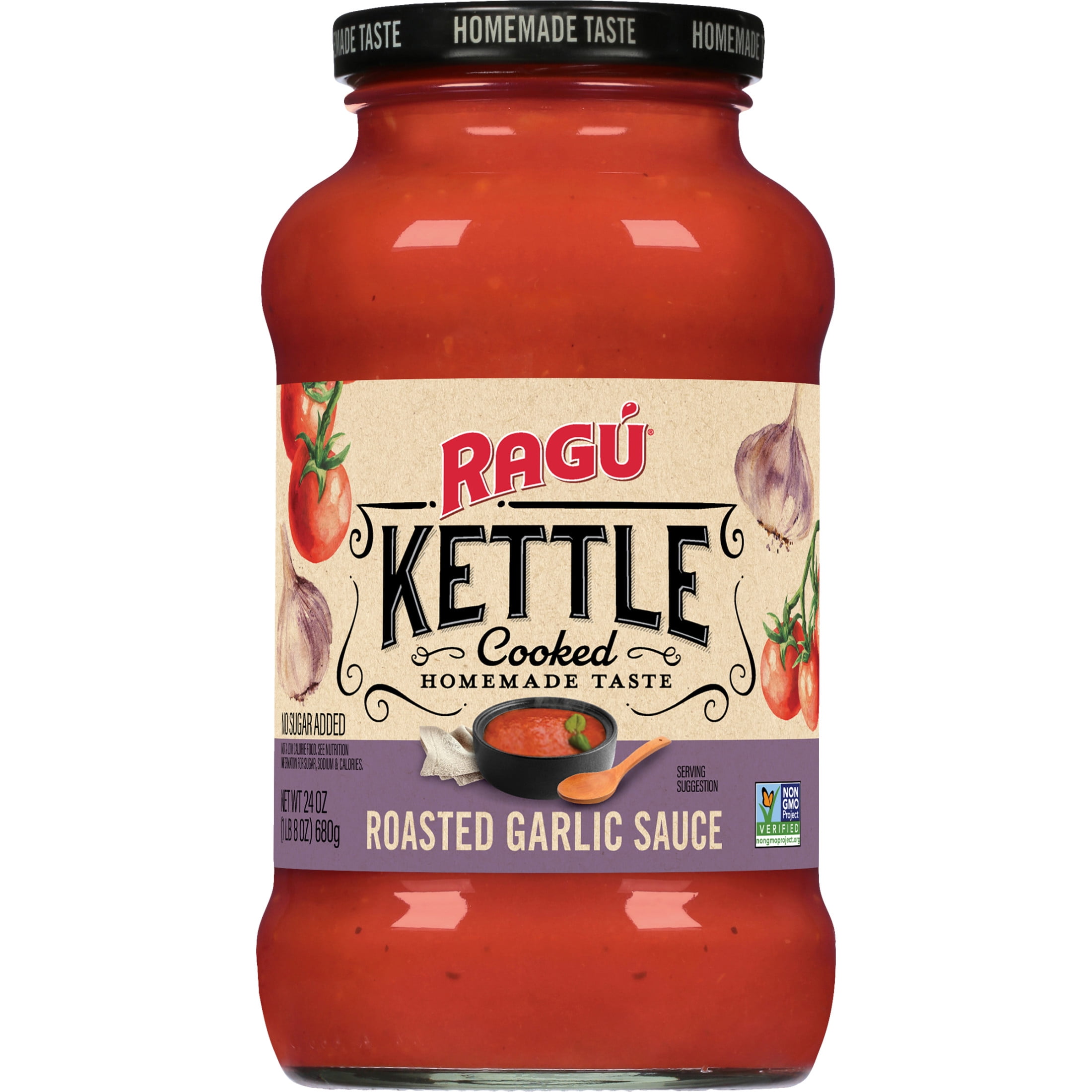 (2 pack) RAGU Kettle Cooked Roasted Garlic Pasta Sauce, 24 oz