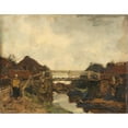 thumbnail image 3 of Jacob Maris 14x12 Black Modern Framed Museum Art Print Titled - Wooden Bridge Across a Canal at Rijswijk (C. 1878), 3 of 5