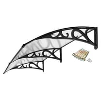 RONG-3 Awning for Door Entrance,Window Door Awnings Exterior, Awning with Polycarbonate Board Aluminum Bracket for Porch Patio Deck,Protect Against Light, Rain and Snow