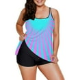 thumbnail image 1 of Women Plus Size Vintage Print Strappy Back Tankini Set Flowy Tankini Bathing Suits for Women Tummy Control Two Piece Swimwear, 1 of 7