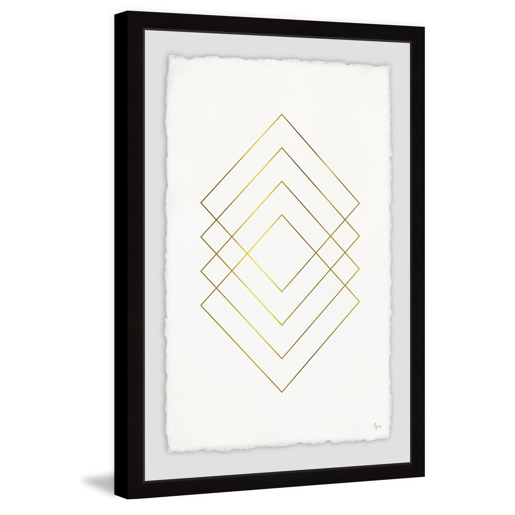 Golden Diamond Lines Framed Painting Art Print, 24.00" x 1.50"